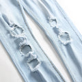 Men's Light Blue Stretch Jeans for Fall, Denim Pants | SAMAG