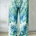 Men's Purple Yellow Leopard Floral Mixed Print Wide Leg Pants Lightweight Loose Trousers For Festival Street - View 6 | SAMAG