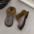 2026 Autumn Winter New Women Round Toe Flannel Closed Toe Slippers Retro Platform Slippers Plush Warm Non Slip Outdoor Slides