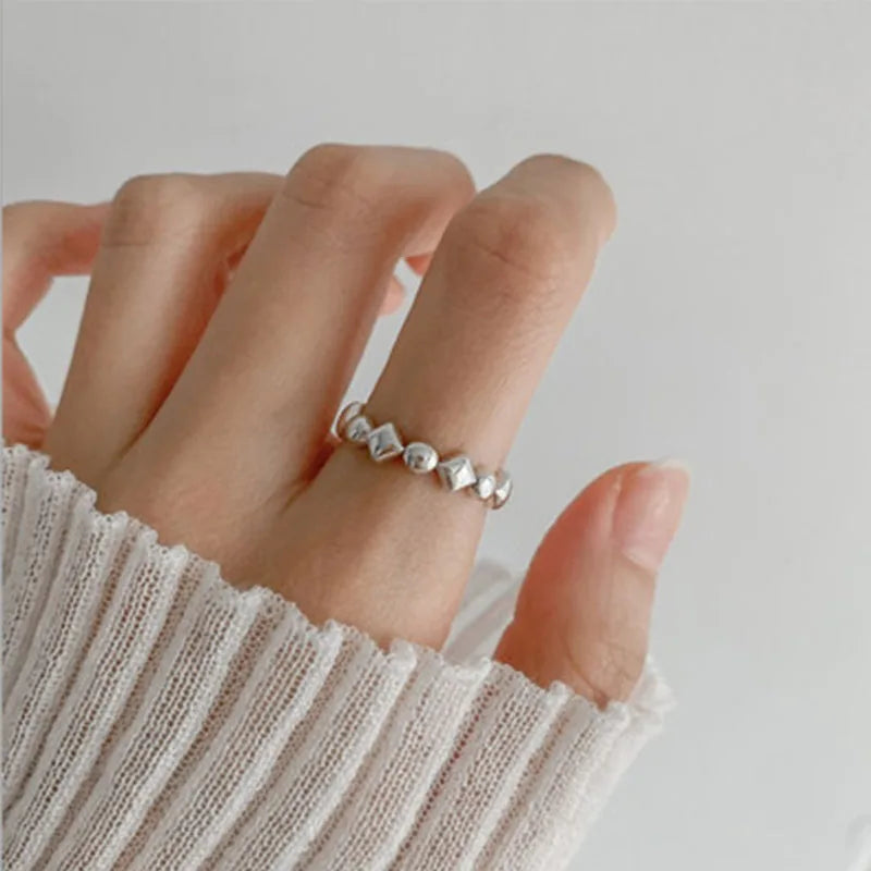 VENTFILLE 925 Sterling Silver Ring for Women Girl Gift Retro Open Trend Unique Design Geometric Asymmetric Jewelry Dropship