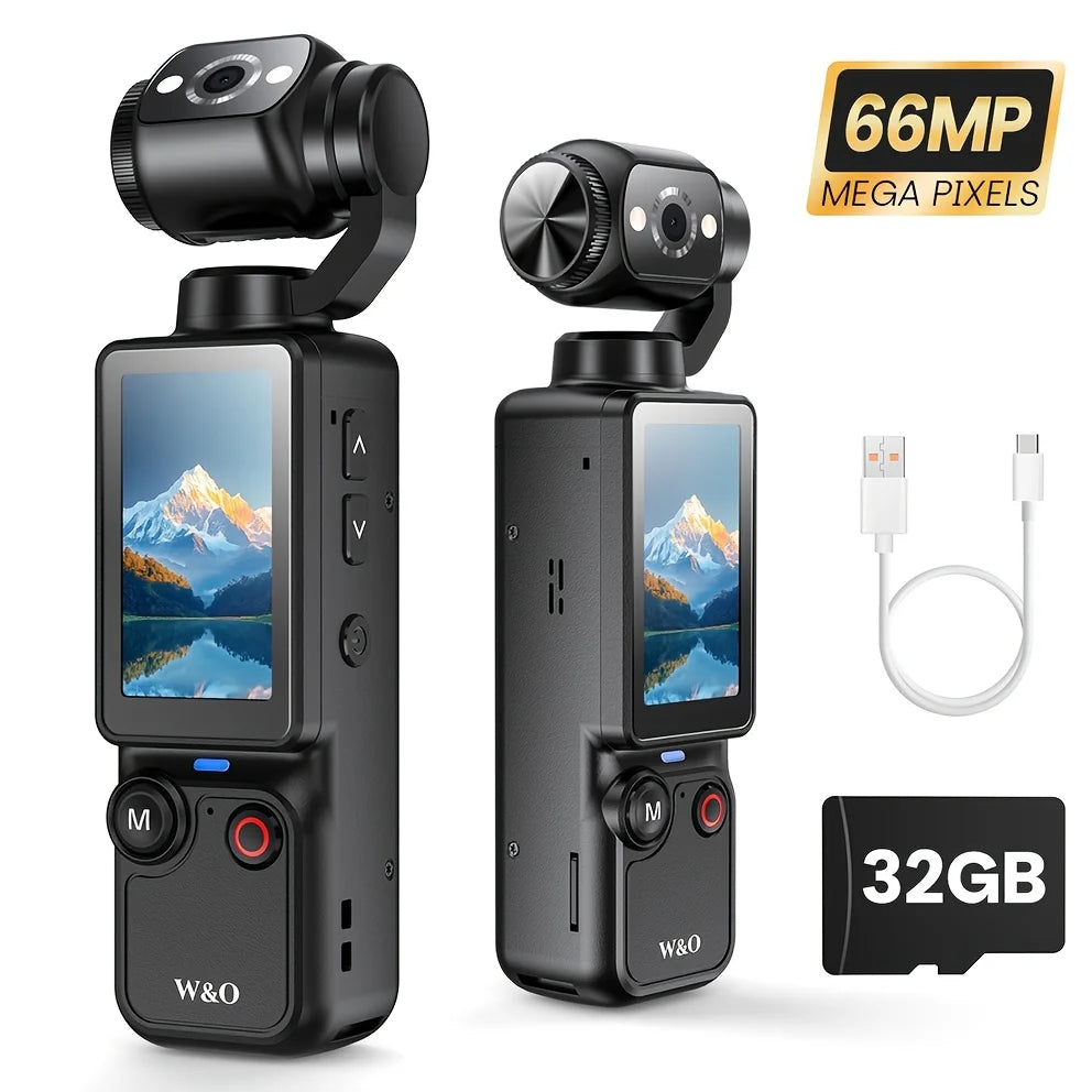 Kaysunlin WiFi Sports Wearable Camera Travel Bicycle Driver Recorder Mini Sports Cam for Motorcycle and Vlogging with 32GB Card