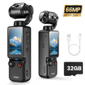Kaysunlin WiFi Sports Wearable Camera Travel Bicycle Driver Recorder Mini Sports Cam for Motorcycle and Vlogging with 32GB Card