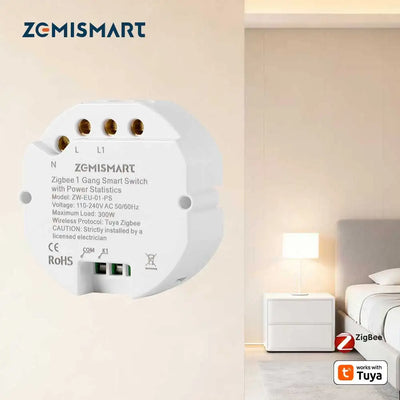 Zemismart 1 Gang Zigbee Relay Switch with Power | SAMAG