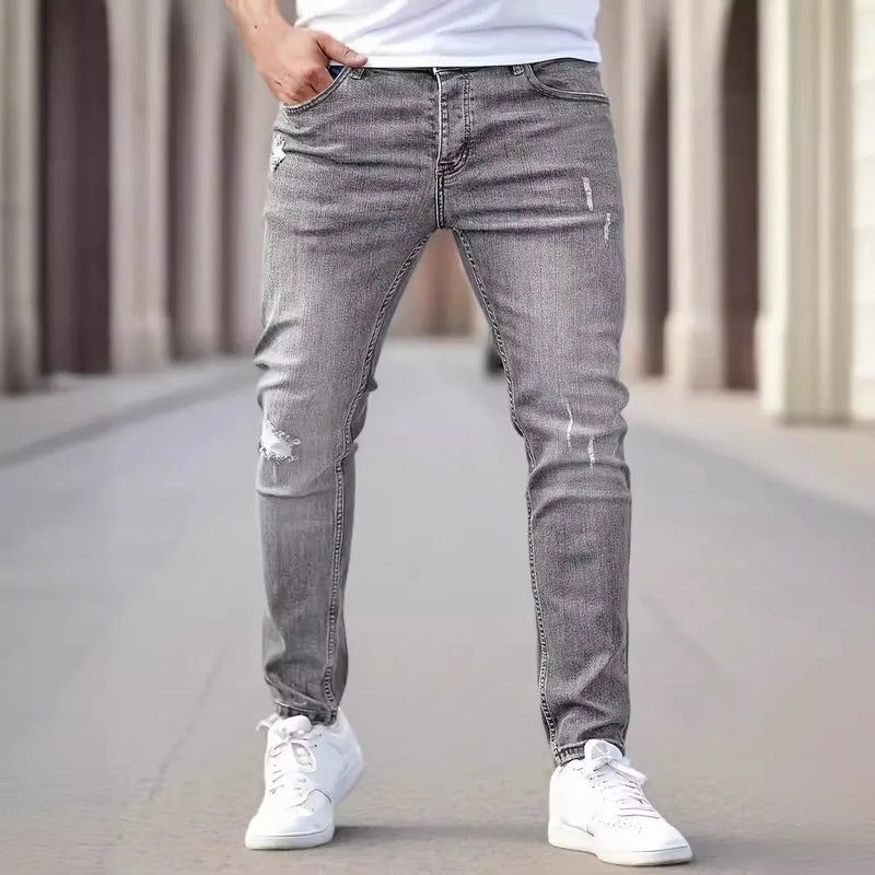 New men's jeans elastic slim fit pants street wear | SAMAG