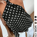 Women's Fashion Polka Dot Print Halter Necktie Top One Piece Round Dot Patterned Halter Style Vest-Style Upper Apparel