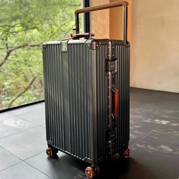 Aluminum Frame Wide Handlebar Rolling Luggage with Colorful Silent Spinner Wheels and TSA Lock Large Capacity Trolley Suitcase