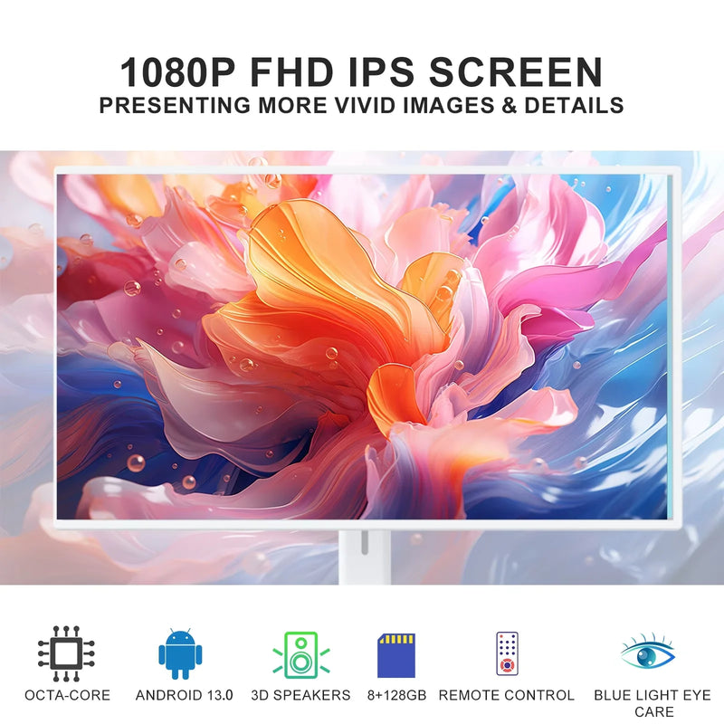 21.5/23.8/27/32 Inch Touch Screen Portable Lcd Smart Tv on Wheels Rechargeable Resolution 1920*1080 128Gb Mobile Tv Stand by Me