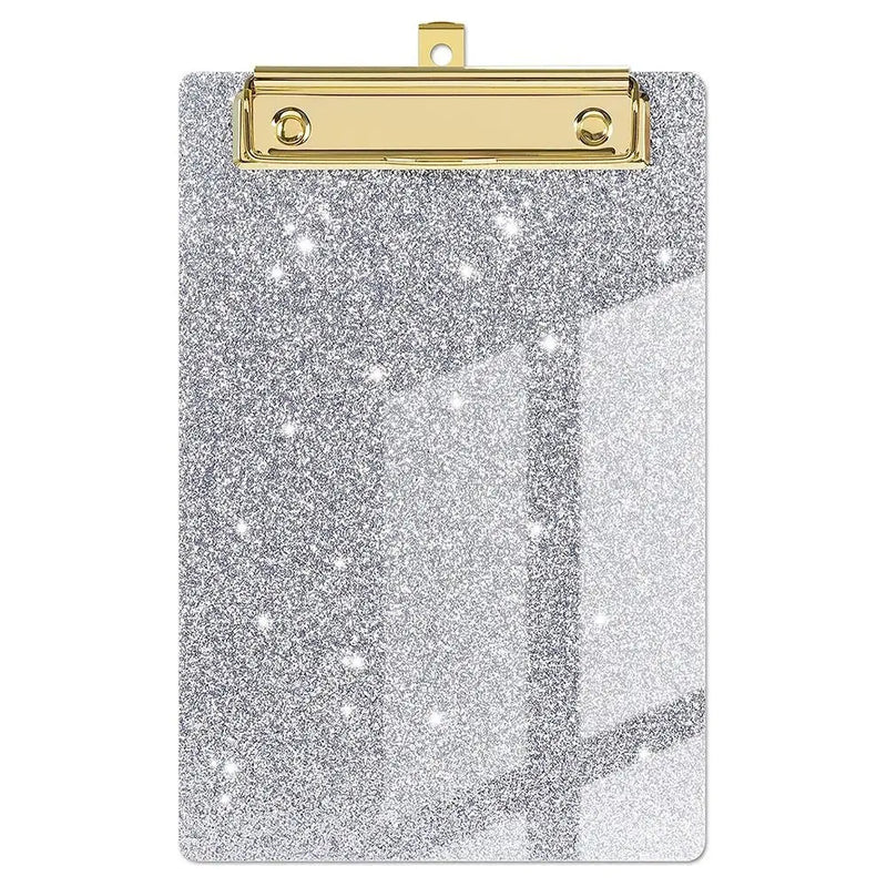 Pink Glitter Writing Clip Board, Flat Metal Clip, Ideal for Office, Classrooms, Acrylic Clipboards