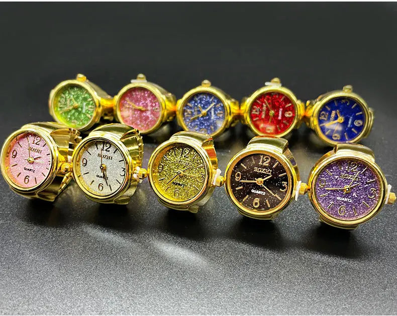 Kiss Jewelry Women Men Vintage Classic Finger Watch Rings Punk Stretchy Strap Quartz Watches Clock Ring Hip-hop anillos 2023