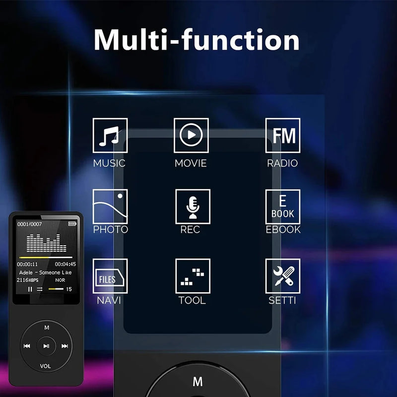 Bluetooth-compatible Mp3 Music Player Lossless Portable Fm Radio External Ultra-thin Student Sports Walkman Mp3 Player Recorder