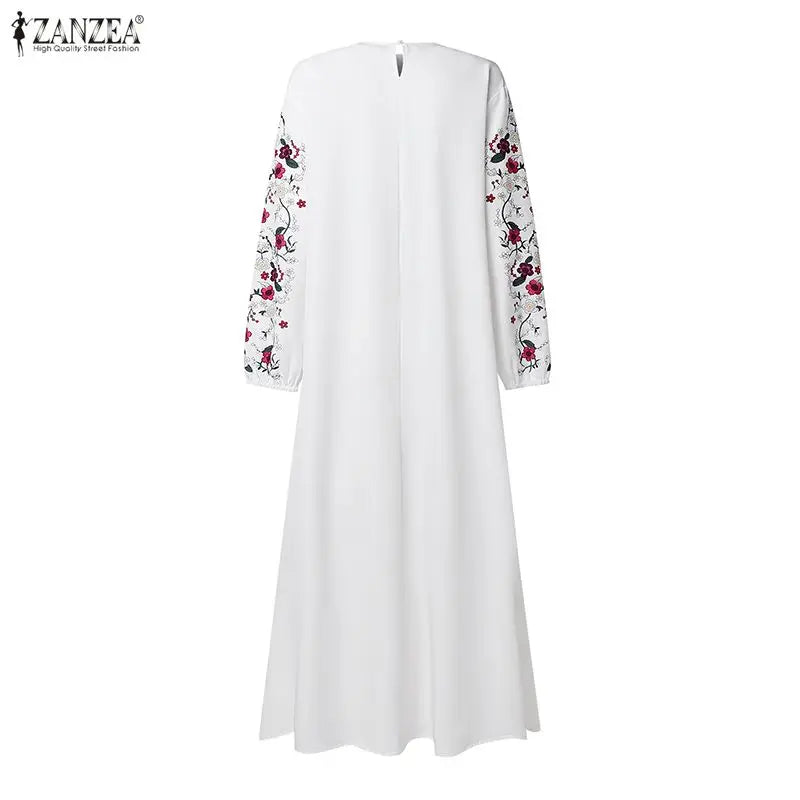 ZANZEA Muslim Women's Floral Print Maxi Dresses Lantern | SAMAG