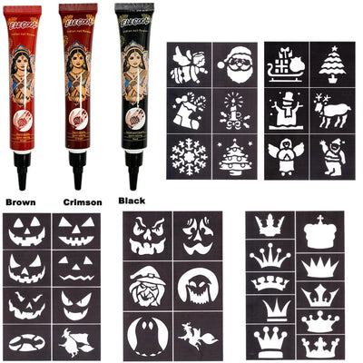 3 colors Natural Herbal Henna Cones Temporary Tattoo Body | SAMAG