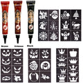 3 colors Natural Herbal Henna Cones Temporary Tattoo Body Art Paint Mehandi Ink gift，36PCS Temporary tattoo template