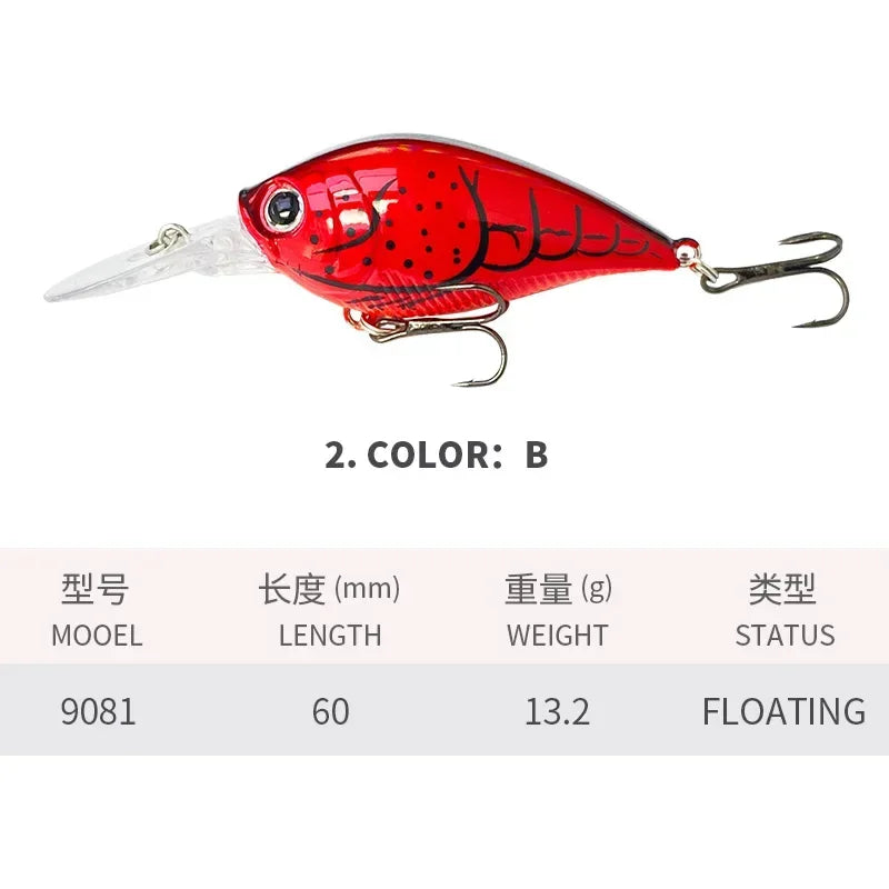 60mm 13.2g Crankbait Fishing Lures Floating Wobbler | SAMAG