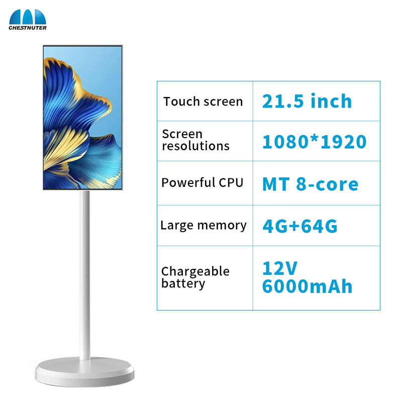 Hot Products 22 Inch Android13 Smart Interact Screen Built-in Battery With USB WiFi Moveable Stand HD Touch LCD Smart TV