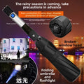 Umbrella Anti-attack Retractable Self Defense Night Light Agent Anti-explosion Umbrella 3 Section Throwing Car Rainshade