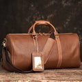 Vintage Men's Travel Bag Genuine Leather Hand Luggage Boston Bag Duffle Large Capacity Shoulder For 16 Inch Laptop NUPUGOO