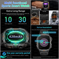 2025 New Military Grade Smart Watch Men 1.96" AMOLED Screen 5ATM Waterproof Simming Sports Fitness Tracker BT Call Smartwatches