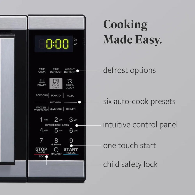 900W Countertop Microwave Oven, 0.9 Cu Ft with Auto Cook & Defrost, Easy Clean & Child Lock