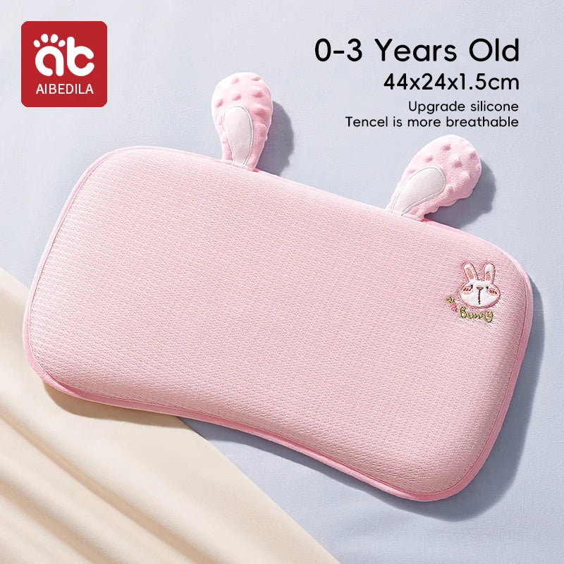 AIBEDILA Infants Washable Pillow Toddlers Soothing Bean Sleeping Pillows 0-6Y Kindergarten Cartoon Memory Silicone Cotton Pillow