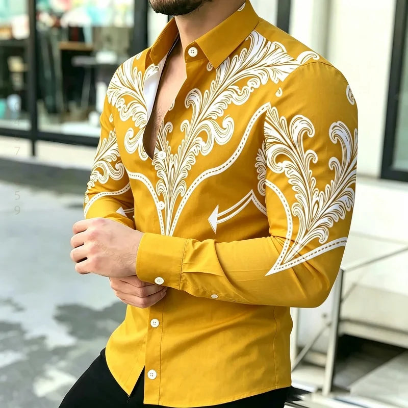 Men's Shirt with Contrasting Print, Black, White, and Red | SAMAG
