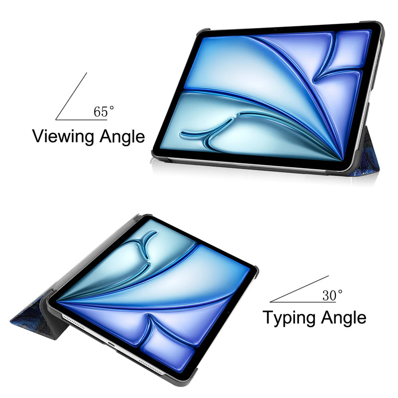 Tablets case  For Ipad air11 2024 11 inch Book Flip Cover with Stand Auto Wake Sleep  Three fold Caster hard shell