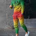 New Men's Striped Printed Breathable and Comfortable Round Neck T - Shirt and Pants Set for Summer Outdoor - View 6 | SAMAG