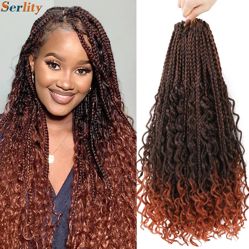 Goddess Bohemian Box Braids Crochet Hair Pre looped 18 14 Inch Boho Box Braids Soft Synthetic Braiding Hair for Black Women Kids