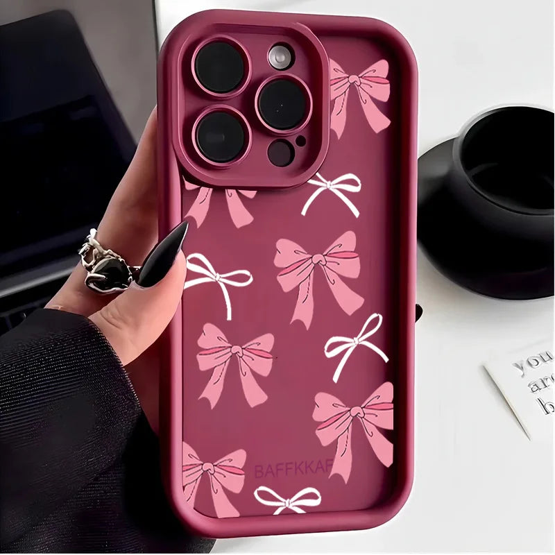 Luxury Pink Cartoon Bow Tie Case For Xiaomi Redmi 15C 15 14C 13C 12C A5 Note 12 13 14 15 Pro Plus 5G 4G 11 11S Protection Cover