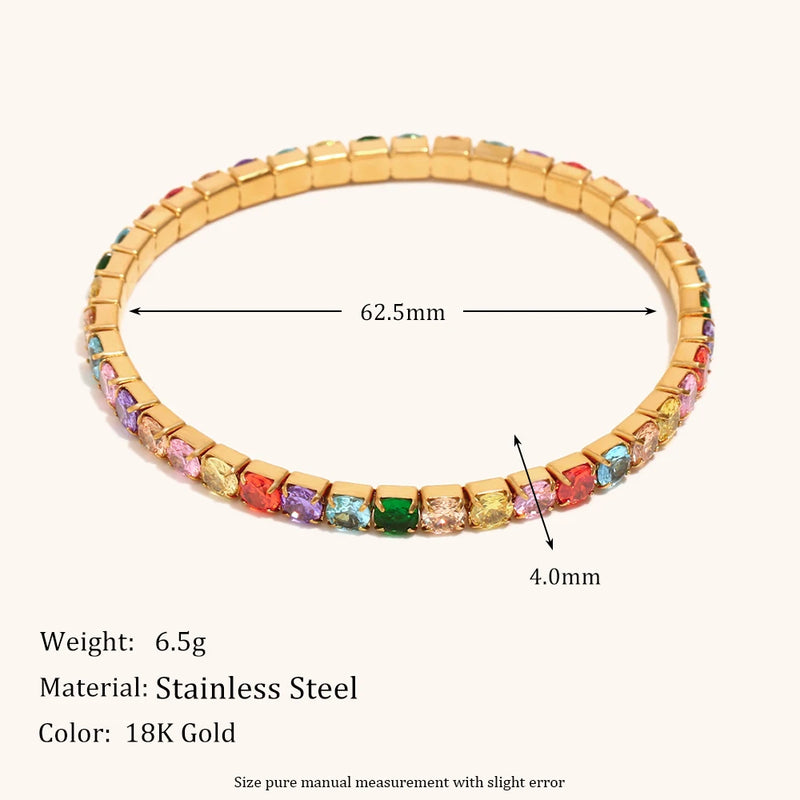 La.Muses Elastic Cubic Zirconia Stainless Steel Woman's Bracelet Fashion Luxurious Jewelry Party Accessories