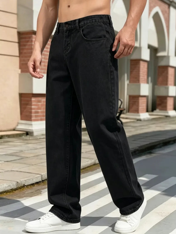 Men'S Casual Straight-Leg Jeans, Y2K Street Style Loose | SAMAG