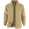 US size men's zipper pure cotton duck canvas quilted coat - Detroit thick and warm flannel jacket