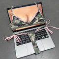 Gothic Camouflage Pink Contrast Metal Decorative Bikini | SAMAG