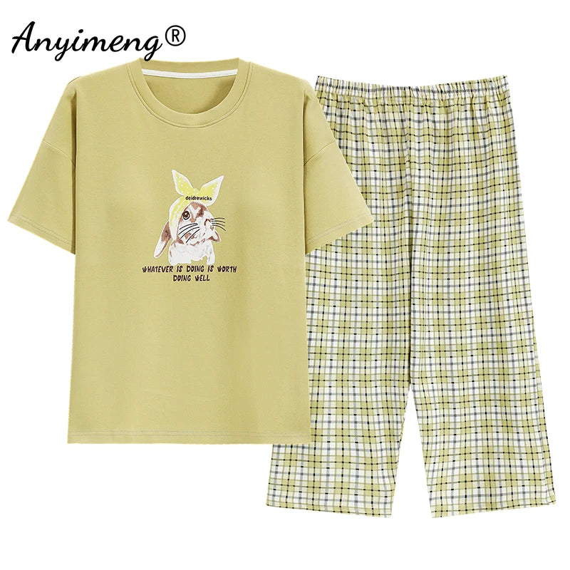 Summer Capris Pajamas Cute Cartoon Print for Women | SAMAG