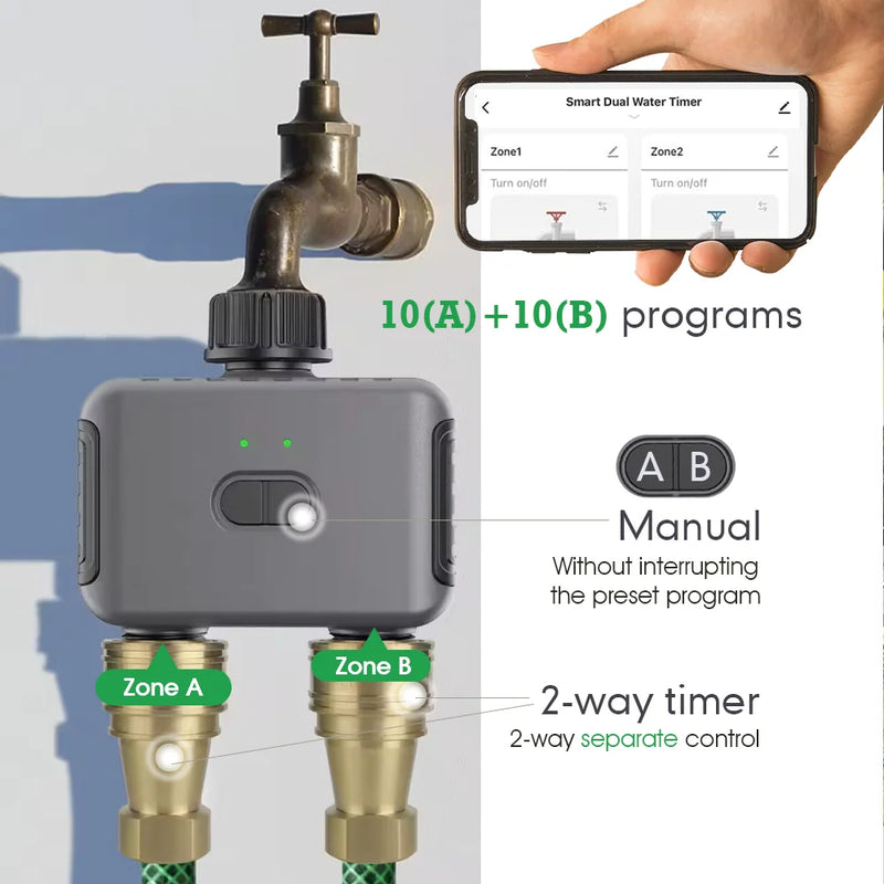 Garden Smart Bluetooth APP Remote Control Timer Irrigation Set 1/4'' Hose Adjustable 8-hole Sprinkler Automatic Watering System