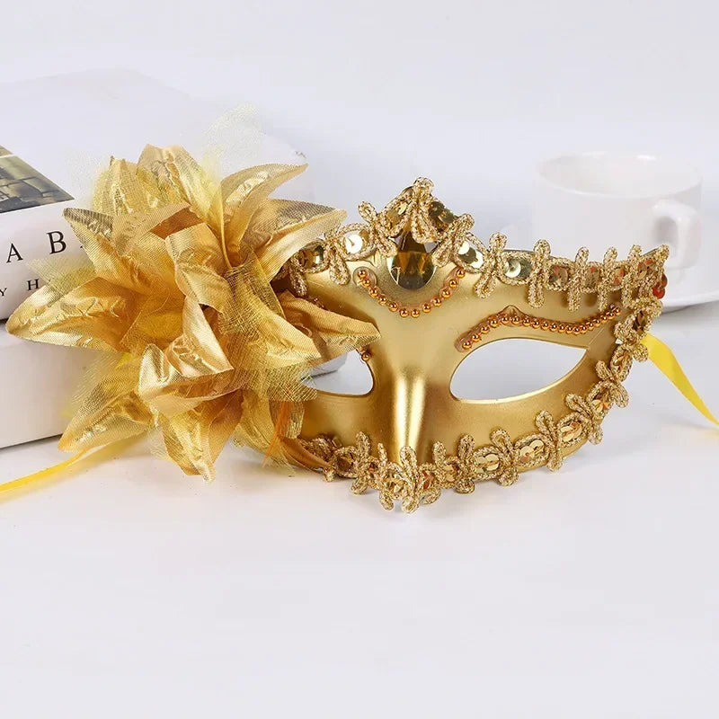 Halloween Princess Half Face Mask Mask Makeup Ball Lily Flower Mask Party Princess Sexy Half Face Mask Stage Performance Mask