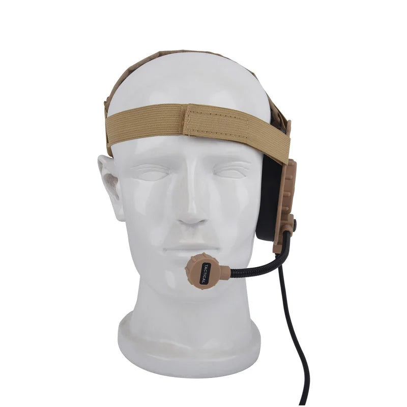 Z Tactical Bowman Elite II Earmuff Headset, Boom Mic, Airsoft Tactical Walkie Talkie, Noise Reduction Headphone, Tan Kaki