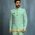 Matching Design Men's Suit 2pcs African/Indian Safiri Attire Customized Set with Gold Button for Wedding Party Formal Events
