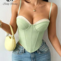 SINGREINY INS Streetwear Solid Underwire Corset 2026 Strap Sleeveless Backless Spliced Tank TopY2K Vacation Party Camisole