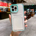 Simple Fashion Card Pocket Bag Colorful Bumper Phone Case For iPhone 16 17 Pro Max 15 14 13 12 11 16 Plus Air Clear Back Cover