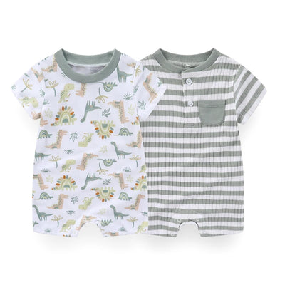 Cartoon Dinosaur Baby Boy Flat - angle Jumpsuits Short | SAMAG