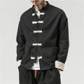 Chinese Traditional Retro Coat Man Autmn Long Sleeve Tang Suit Mandarin Collar Buckle Jacket Oriental Cotton Kung Fu Shirt