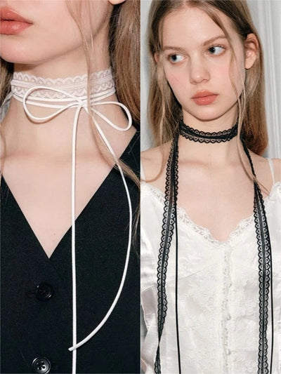 Retro Lace Ribbon Bow Neckband Women Fashion Simple | SAMAG