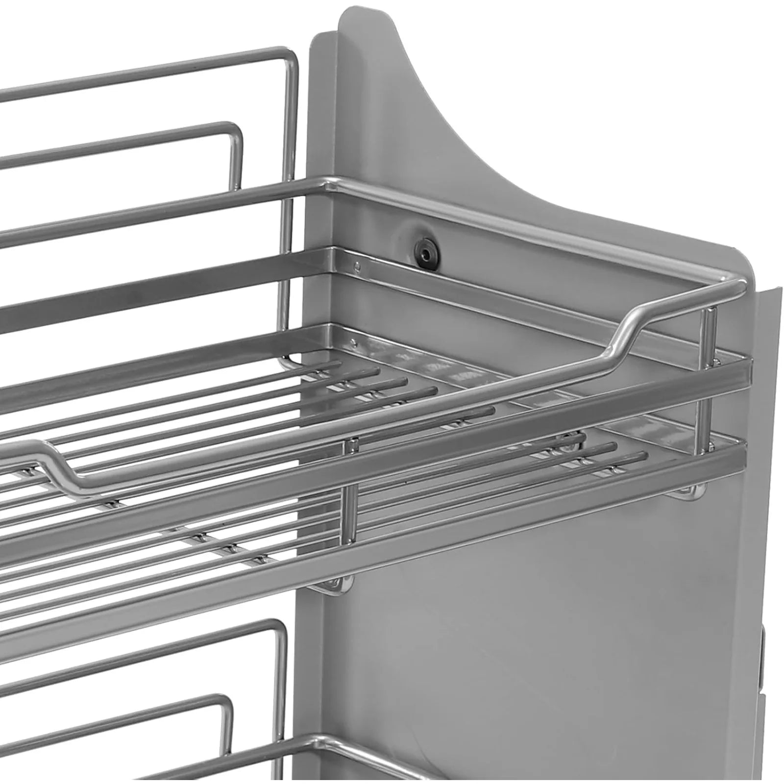 2-Tier Pull Down Storage Shelf Organizer For Upper Kitchen Cabinets Dark Grey Easy Installation Max Load 10kg/22lbs Compatible With Swing And Flip-up Cabinet Doors Kitchen Space Saving Storage Rack
