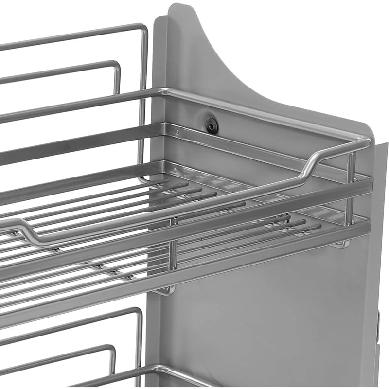 2 - Tier Pull Down Storage Shelf Organizer For Upper Kitchen Cabinets Dark Grey Easy Installation Max Load - View 8 | SAMAG