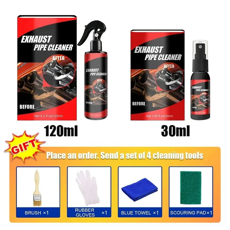 30/120ml Car Motorcycle Exhaust Pipe Cleaner Car Rust Remover with Gloves and Brush Repair Maintenance Tool Set Car Clean Tools