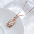 Kinel Hot Square Pendant Necklace For Women 585 Rose Gold Color With Natural Zircon Accessories Ethnic Bride Wedding Jewelry