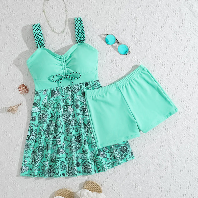 Black Dots Print Tankini Set Two Pieces Swimsuits | SAMAG