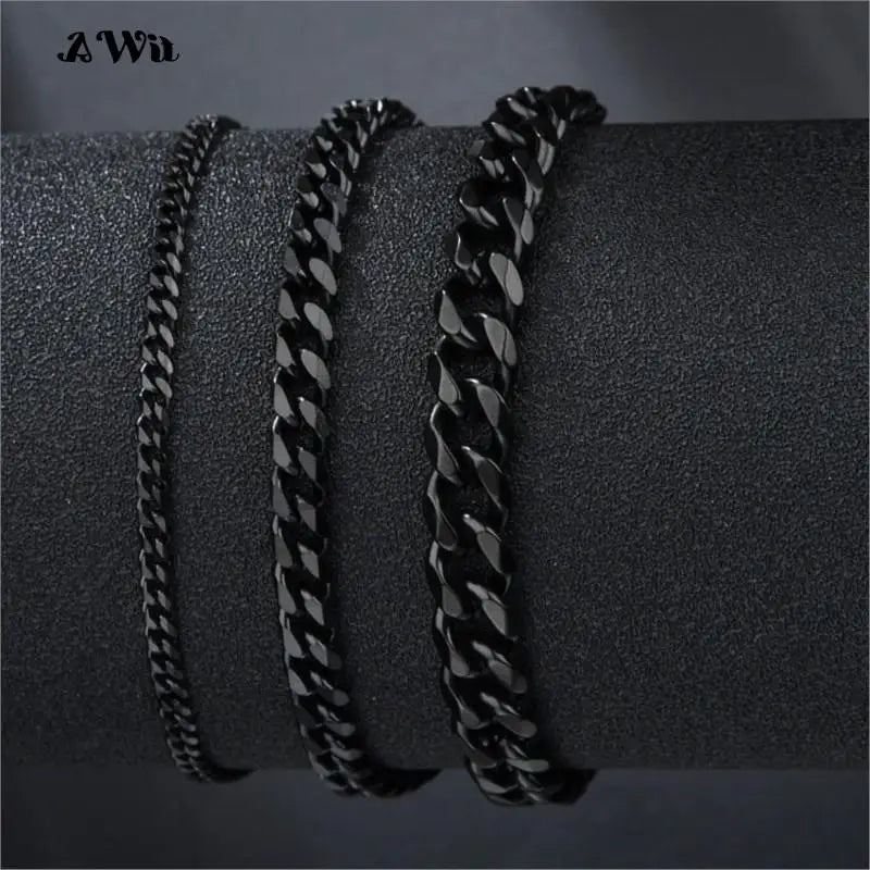 3-11mm Chunky Miami Curb Chain Bracelet for Men Stainless Steel Cuban Link Chain Wristband Classic Punk Silver Color Jewelry
