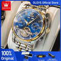 OLEVS 6607 Men's Watches Automatic Mechanical Business Wristwatch Calendar Waterproof Stainless Steel Strap Watch For Man